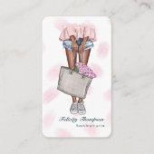 Pink and Blue Girly Horticulturist QR Code Visitekaartje (Voorkant)