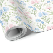 Pink and Blue Grandmillennial Floral Cadeaupapier (Rol Hoek)