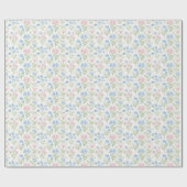 Pink and Blue Grandmillennial Floral Cadeaupapier (Vlak)