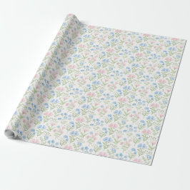 Pink and Blue Grandmillennial Floral Cadeaupapier