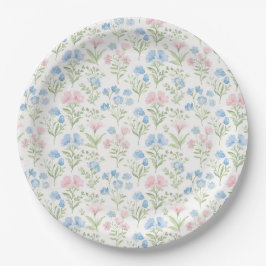Pink and Blue Grandmillennial Floral Papieren Bordje