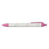 Pink and Blue Grandmillennial Floral Zwarte Inkt Pen (Bovenkant)