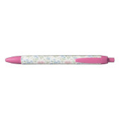 Pink and Blue Grandmillennial Floral Zwarte Inkt Pen (Achterkant)