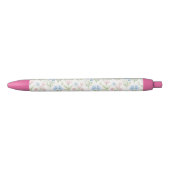 Pink and Blue Grandmillennial Floral Zwarte Inkt Pen (Voorkant)