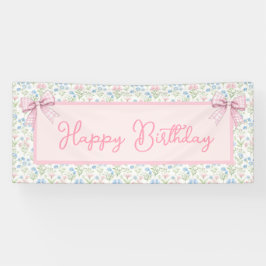 Pink and Blue Grandmillennial Happy Birthday Spandoek