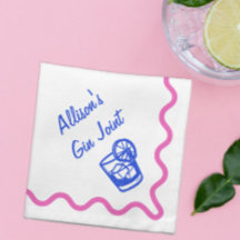 Pink and Blue Hand Drawn Cocktail Glass Custom