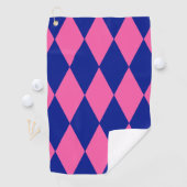 Pink and Blue Harlequin Checkered Design Golfhanddoek (Insitu)