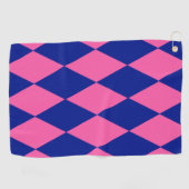 Pink and Blue Harlequin Checkered Design Golfhanddoek (Horizontaal)