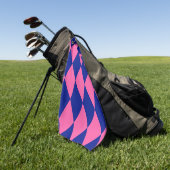 Pink and Blue Harlequin Checkered Design Golfhanddoek (Groen)