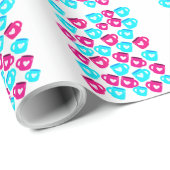 Pink and Blue Heart Cups Pattern Cadeaupapier (Rol Hoek)