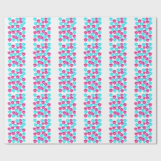 Pink and Blue Heart Cups Pattern Cadeaupapier (Vlak)