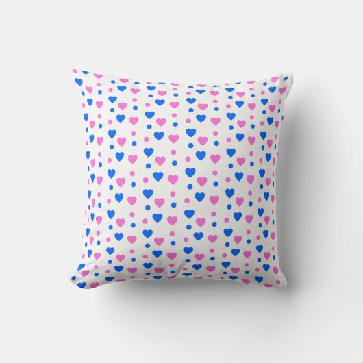 Pink and Blue Hearts and Polka Dots Pattern Kussen (Voorkant)