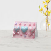 Pink and Blue Hearts Valentijns's Greeting Kaart (Gele Bloem)