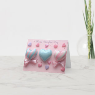 Pink and Blue Hearts Valentijns's Greeting Kaart