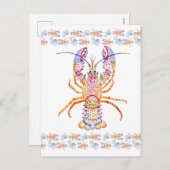 Pink and Blue Lobster Feestdagenkaart (Voorkant / Achterkant)