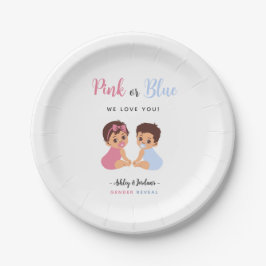 Pink and Blue Pacifier Baby Gender Reveal Party Papieren Bordje