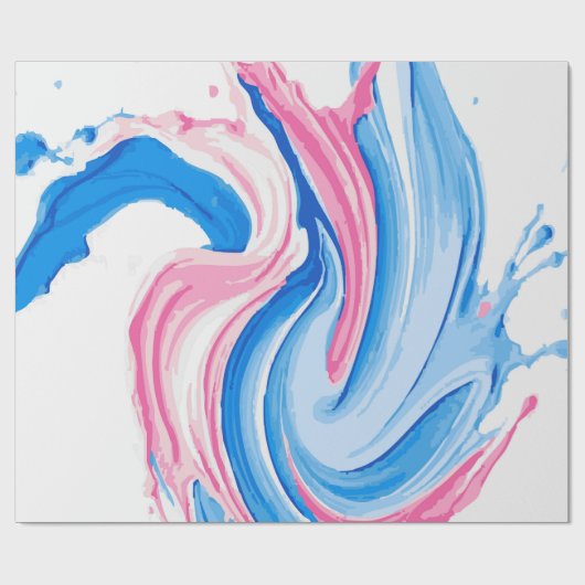 Pink and Blue Paint Splash Pattern on White – Fun  Cadeaupapier (Vlak)