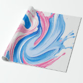 Pink and Blue Paint Splash Pattern on White – Fun Cadeaupapier (Uitgerold)