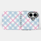 Pink and Blue Plaid Personalized Name Case-Mate iPhone Case (Achterkant (horizontaal))