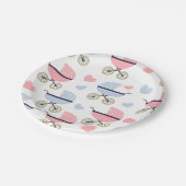 Pink and Blue Pram Pattern Baby Shower Papieren Bordje (Gekanteld)