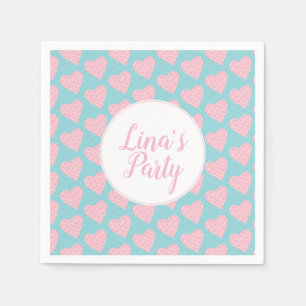 Pink and Blue Scribble Hearts Valentijnsdag Party Servet