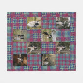 Pink and Blue Teal Plaid 8 Photo Collage Fleece Deken (Voorkant (Horizontaal))