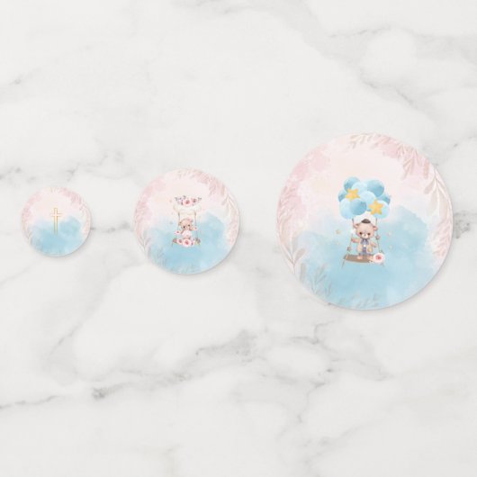 Pink and Blue Twin Teddy Bears Table Confetti  (Voorkanten)