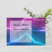 Pink and Blue Virtual Glow Birthday Party Kaart (Staand voorkant)