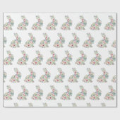 Pink and Blue Wildflower Easter Rabbit Cadeaupapier (Vlak)