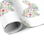 Pink and Blue Wildflower Easter Rabbit Cadeaupapier (Rol Hoek)