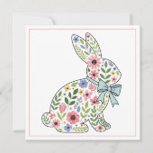 Pink and Blue Wildflower Easter Rabbit Feestdagenkaart (Voorkant)
