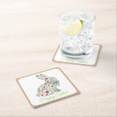 Pink and Blue Wildflower Easter Rabbit Kartonnen Onderzetters (Insitu)