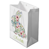 Pink and Blue Wildflower Easter Rabbit Medium Cadeauzakje (Voorkant Gekanteld)