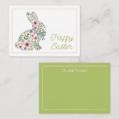 Pink and Blue Wildflower Easter Rabbit Notitiekaartje (Voorkant / Achterkant)