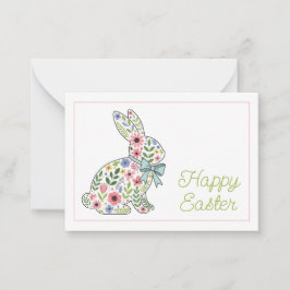 Pink and Blue Wildflower Easter Rabbit Notitiekaartje