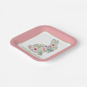 Pink and Blue Wildflower Easter Rabbit Papieren Bordje (Gebogen)