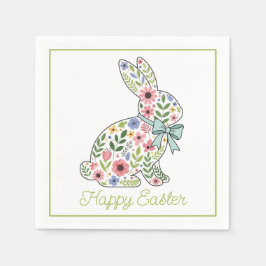 Pink and Blue Wildflower Easter Rabbit Servet