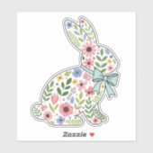 Pink and Blue Wildflower Easter Rabbit Sticker (Vel)