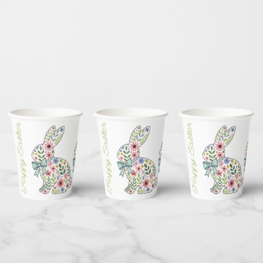 Pink and Blue Wildflower Easter Rabbits Papieren Bekers (Multi)