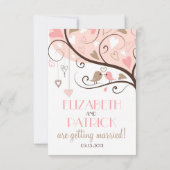 Pink and Brown Lovebirds RSVP Wedding Card (Achterkant)