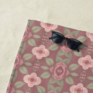 Pink And Burgundy Patterned Strandlaken