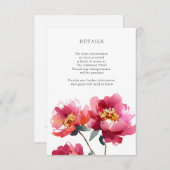 Pink and Coral Peony Waterverf Details Enclosure Informatiekaartje (Voorkant / Achterkant)