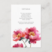 Pink and Coral Peony Waterverf Details Enclosure Informatiekaartje (Voorkant)