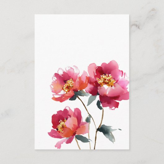 Pink and Coral Peony Waterverf Details Enclosure Informatiekaartje (Achterkant)
