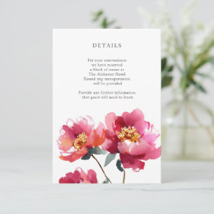 Pink and Coral Peony Waterverf Details Enclosure Informatiekaartje