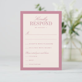 Pink and Cream Classic Elegant Wedding RSVP Kaartje
