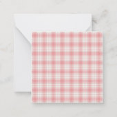 Pink and Cream Gingham Plaid Tartan Monogram Notitiekaartje (Achterkant)