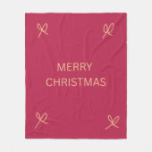 Pink and Cream Illustrated Bow Merry Christmas Fleece Deken (Voorkant)