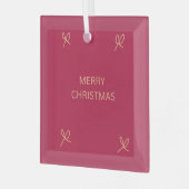 Pink and Cream Illustrated Bow Merry Christmas Mug Glas Ornament (Voorkant links)