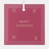 Pink and Cream Illustrated Bow Merry Christmas Mug Glas Ornament (Voorkant)